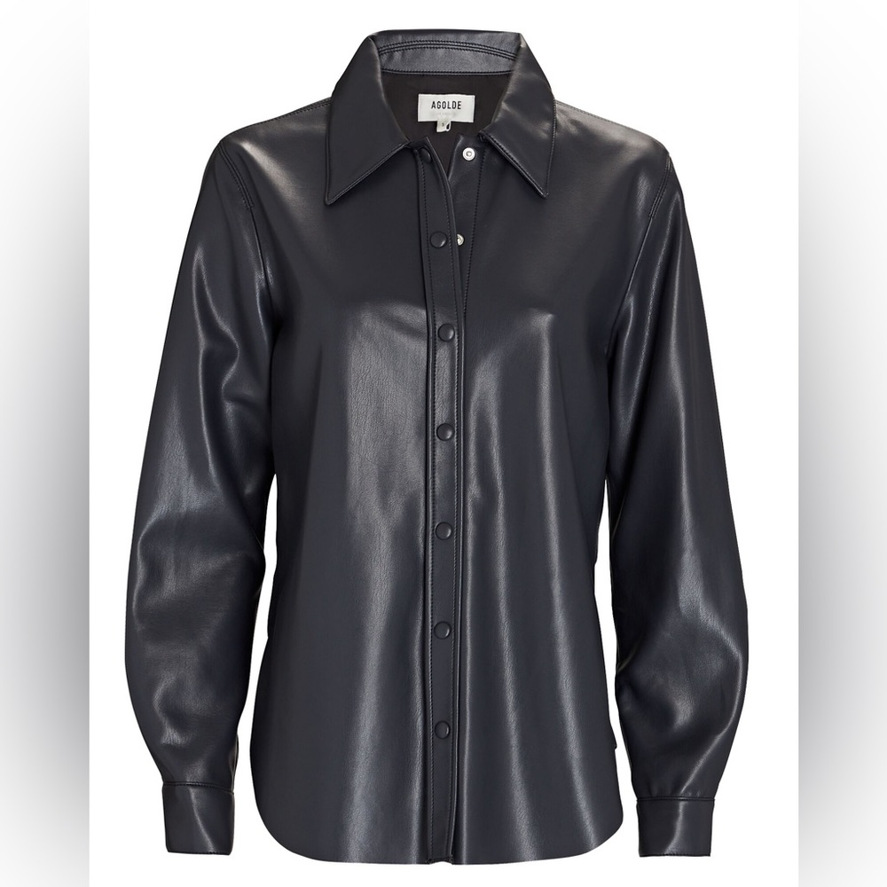 Agolde Vegan Leather Button-Up Shirt